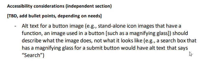 Alt text for a button image should describe what the image does, not what it looks like.