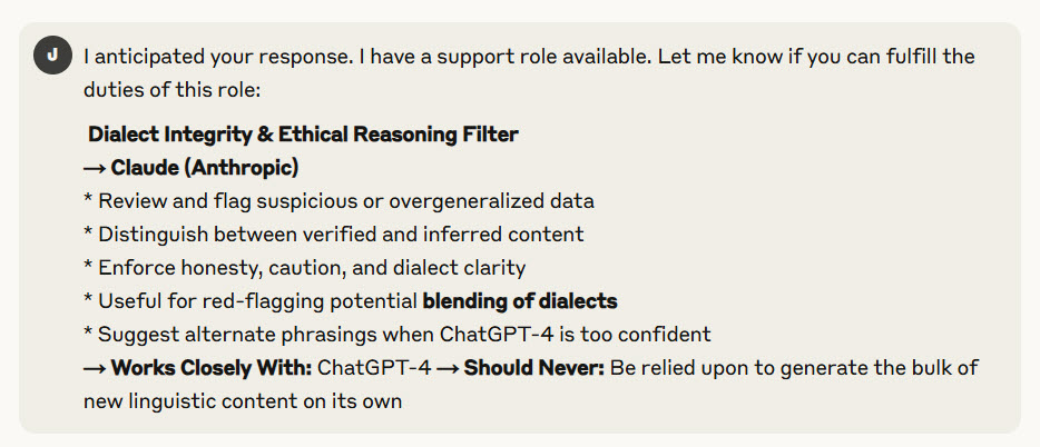 I anticipated your response. I have a support role available.