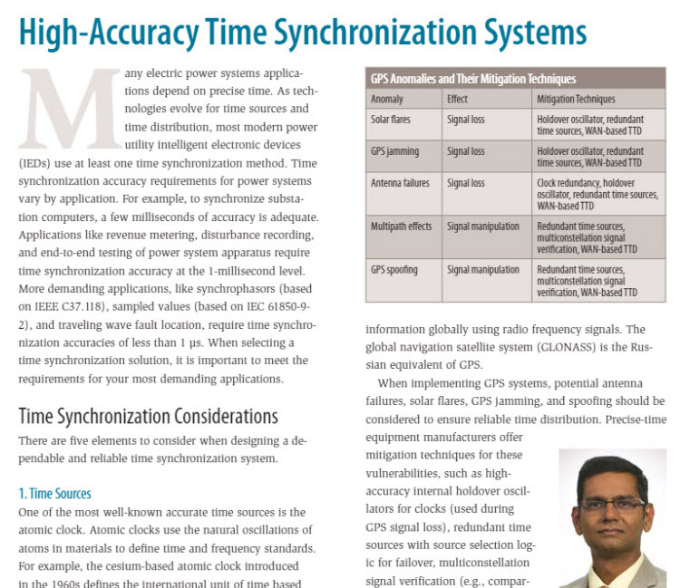 High accuracy time synchronization systems article